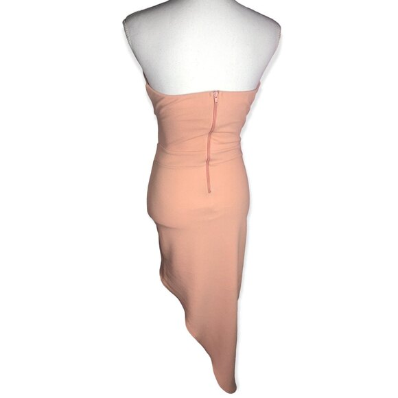 Boutique Textured Strapless Asymmetrical Bodycon Dress - L - Picture 5 of 8